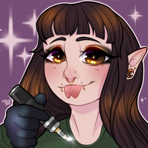 A self portrait of Grape Soda - tattoo artist